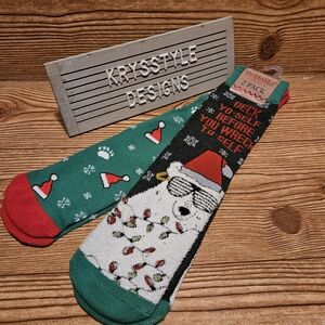 Christmas Novelty Socks Deck Yo Self, Paws, Polar Bear, Holiday